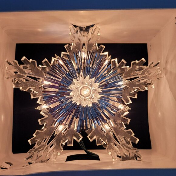 Christmas Tree Snowflake‎ Tree Top Trim A Home Lighted Clear Vtg - Picture 6 of 11